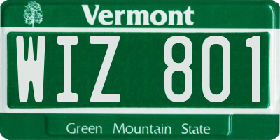 VT license plate WIZ801