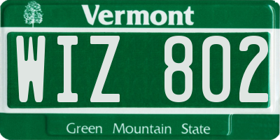 VT license plate WIZ802