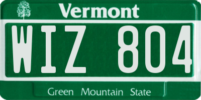 VT license plate WIZ804