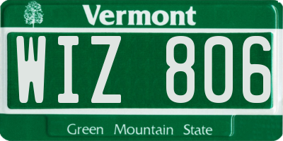 VT license plate WIZ806