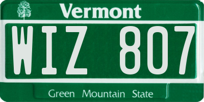 VT license plate WIZ807