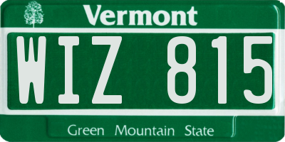 VT license plate WIZ815