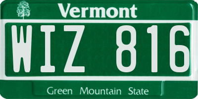 VT license plate WIZ816
