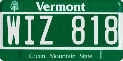 VT license plate WIZ818