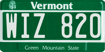 VT license plate WIZ820