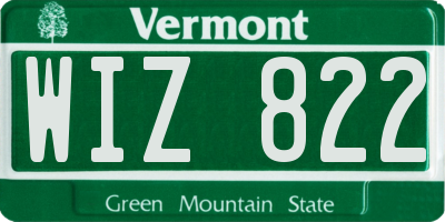 VT license plate WIZ822