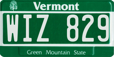 VT license plate WIZ829