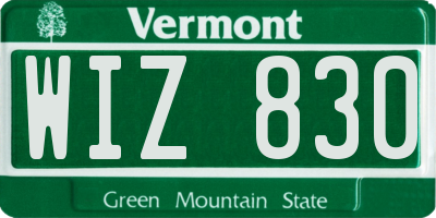 VT license plate WIZ830