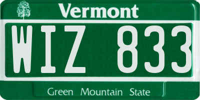 VT license plate WIZ833