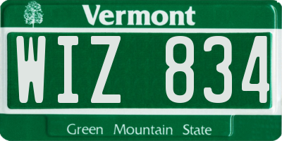 VT license plate WIZ834