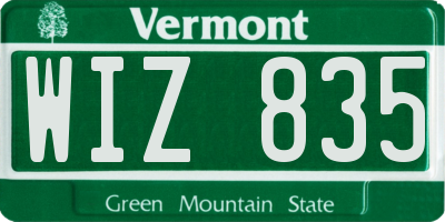 VT license plate WIZ835