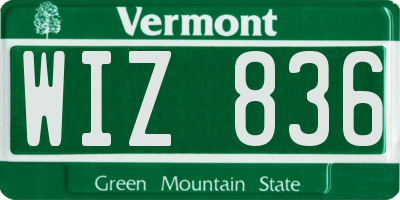 VT license plate WIZ836