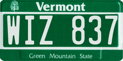VT license plate WIZ837