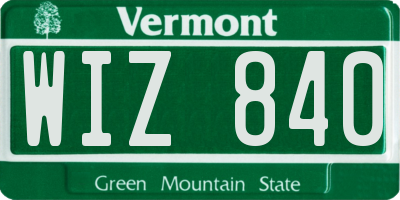 VT license plate WIZ840