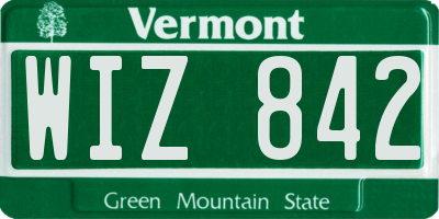VT license plate WIZ842
