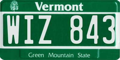 VT license plate WIZ843