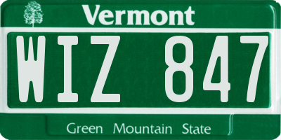 VT license plate WIZ847