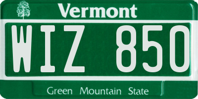 VT license plate WIZ850