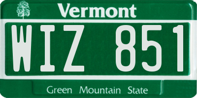 VT license plate WIZ851