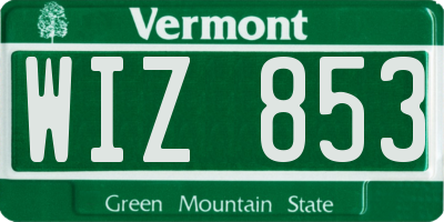 VT license plate WIZ853