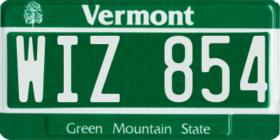 VT license plate WIZ854