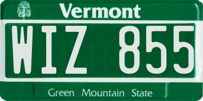 VT license plate WIZ855