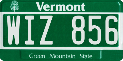 VT license plate WIZ856