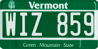 VT license plate WIZ859