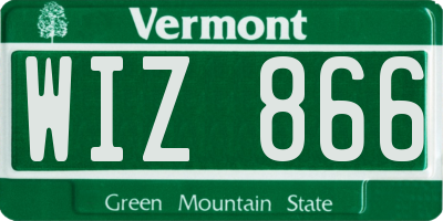 VT license plate WIZ866