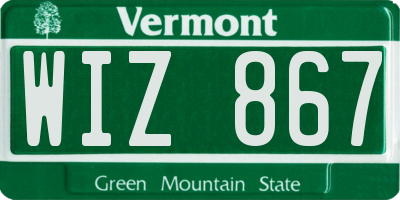 VT license plate WIZ867