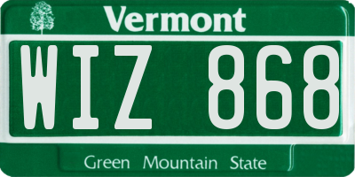 VT license plate WIZ868
