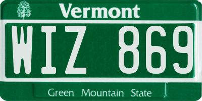 VT license plate WIZ869