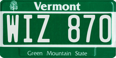 VT license plate WIZ870