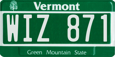 VT license plate WIZ871