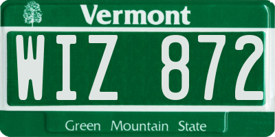 VT license plate WIZ872