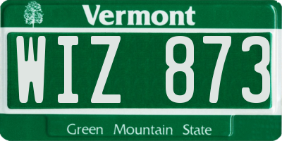 VT license plate WIZ873