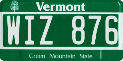 VT license plate WIZ876