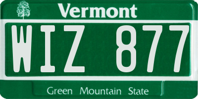 VT license plate WIZ877