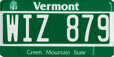 VT license plate WIZ879