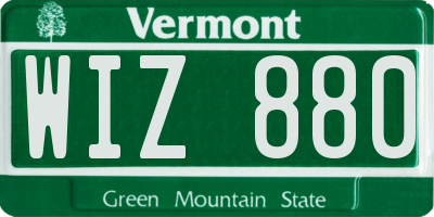 VT license plate WIZ880