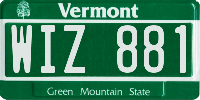 VT license plate WIZ881