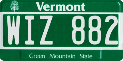 VT license plate WIZ882