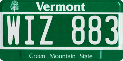 VT license plate WIZ883