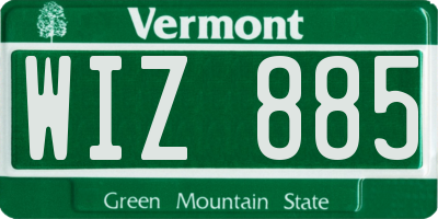 VT license plate WIZ885