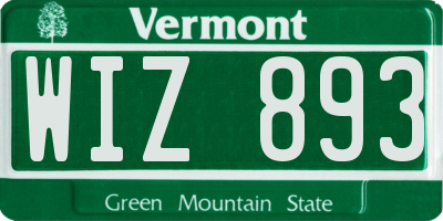 VT license plate WIZ893