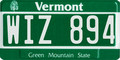 VT license plate WIZ894