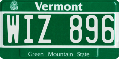 VT license plate WIZ896