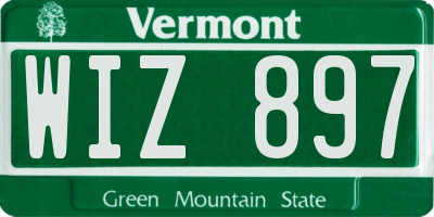 VT license plate WIZ897