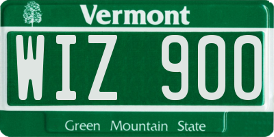 VT license plate WIZ900