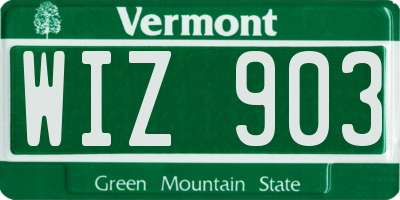 VT license plate WIZ903